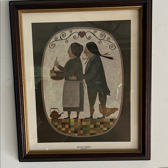 Other - R. Davey Framed Folk Art Print ‘What’s Cooking’ 11.5” x 13.5”